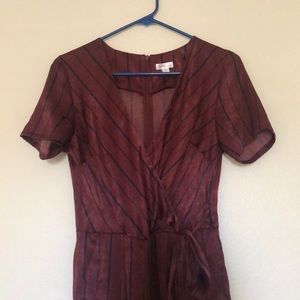 Burgundy and navy striped jumper sz xs